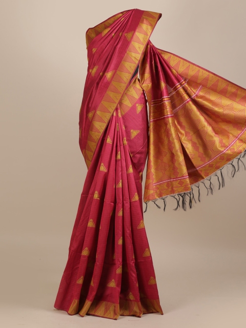 

Pothys Pink Woven Design Jute Silk Saree