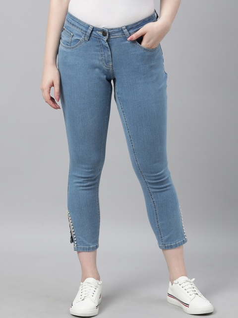 

Park Avenue Woman Women Blue Skinny Fit Mid-Rise Clean Look Crop Jeans