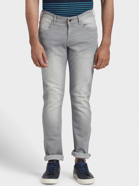 

ColorPlus Men Grey Tapered Fit Mid-Rise Low Distress Jeans