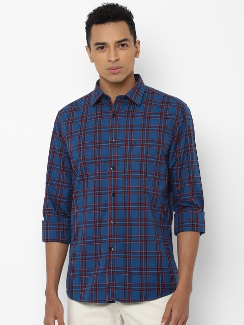 

Allen Solly Men Blue & Maroon Slim Fit Checked Casual Shirt