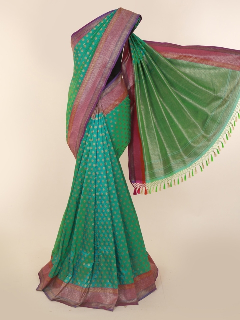 

Pothys Blue Art Silk Checked Banarasi Saree