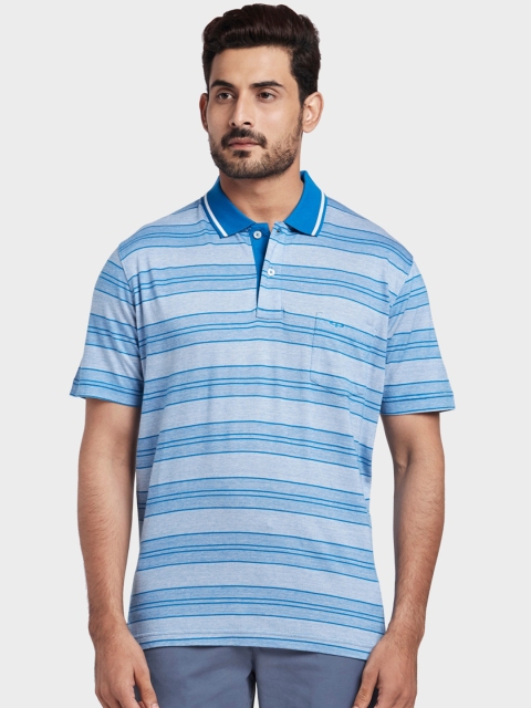 

ColorPlus Men Grey Striped Polo Collar T-shirt