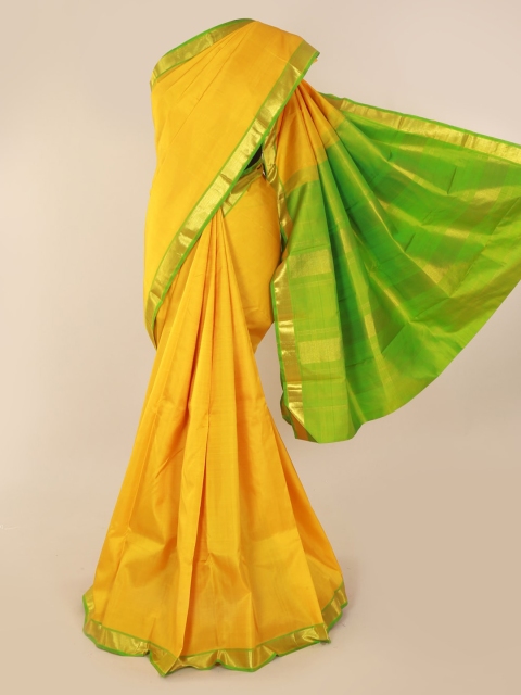 

Pothys Yellow Pure Silk Solid Kanjeevaram Saree
