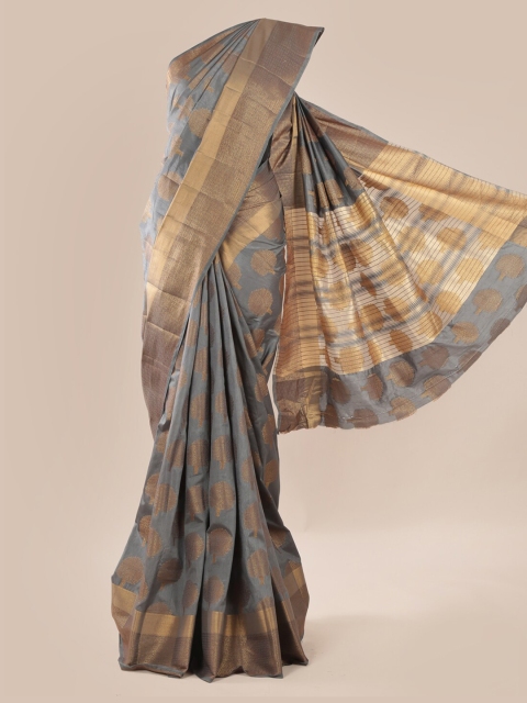 

Pothys Grey Checked Jute Silk Saree