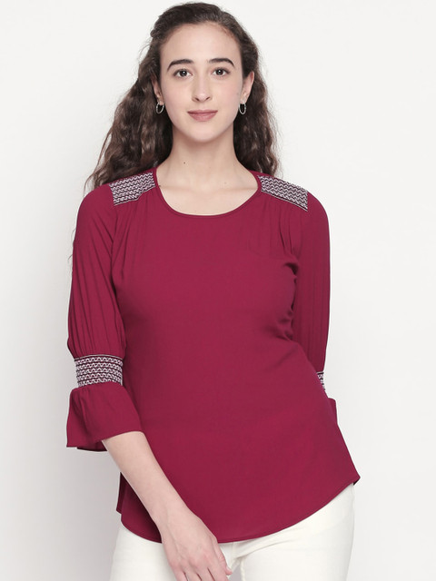 

Mesmerize Women Burgundy Solid Top