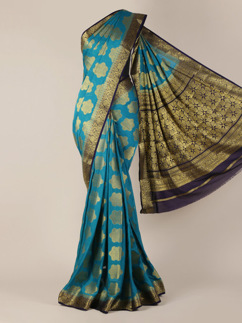 

Pothys Blue Woven Design Poly Georgette Saree