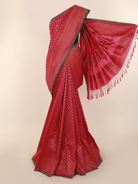 

Pothys Pink Art Silk Printed Banarasi Saree