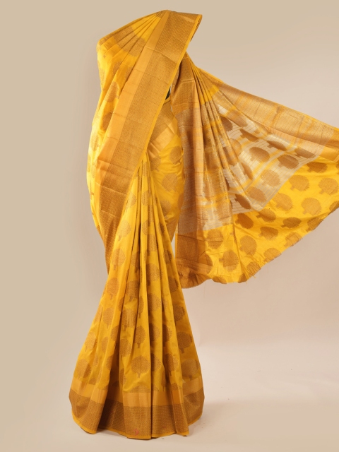 

Pothys Yellow Woven Design Jute Silk Saree