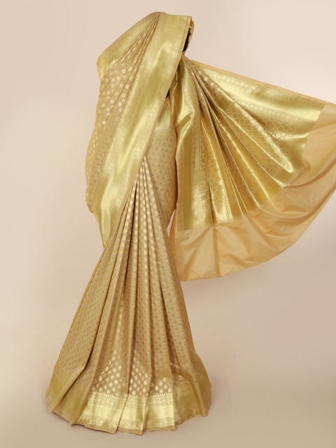 

Pothys Yellow Art Silk Striped Banarasi Saree