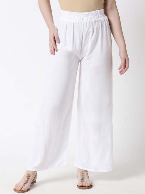 

ZRI Women White Solid Wide Leg Palazzos