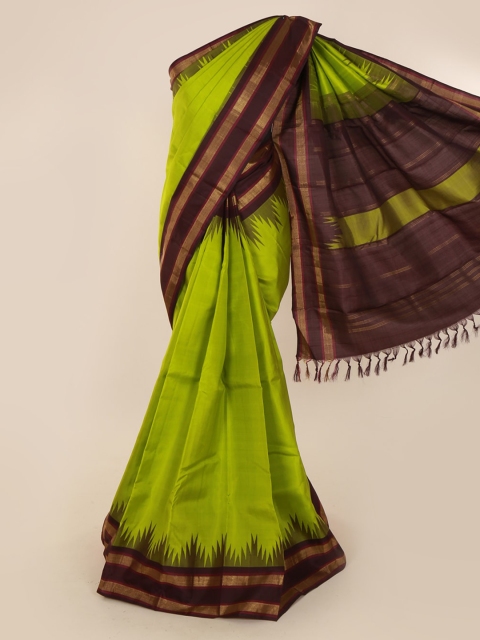

Pothys Green Pure Silk Solid Kanjeevaram Saree