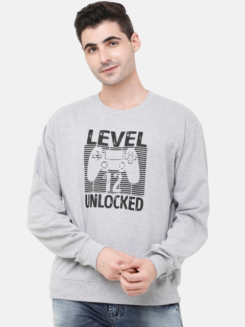 

MADSTO Men Grey Printed Sweatshirt