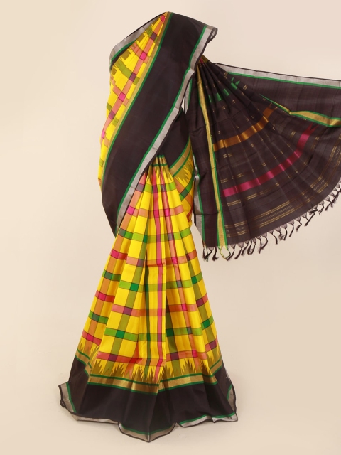 

Pothys Multicoloured Pure Silk Checked Kanjeevaram Saree, Multi