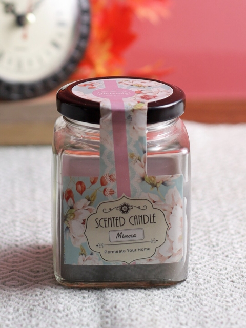 

Aapno Rajasthan Grey Mimosa Scented Square Glass Jar Candle