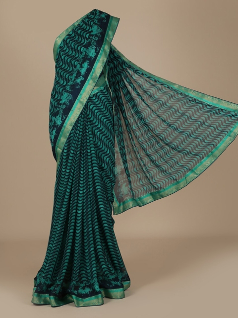 

Pothys Green Printed Poly Chiffon Saree