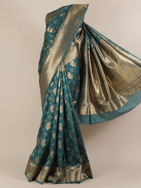 

Pothys Green & Gold-Coloured Jute Silk Woven Design Saree