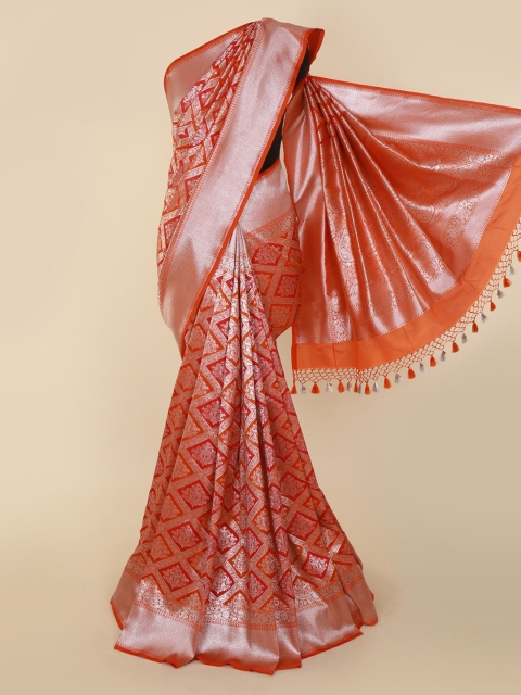 

Pothys Orange Art Silk Checked Banarasi Saree