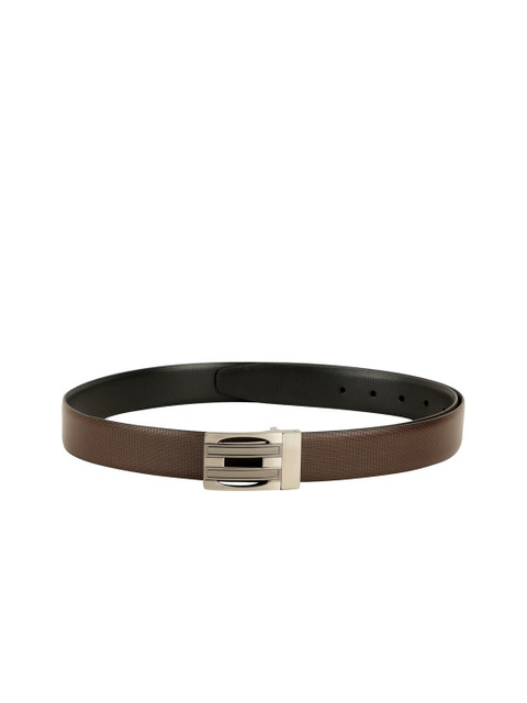 

ZEVORA Men Brown & Black Textured Reversible Belt