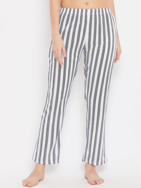 

Clovia Women Black & White Striped Lounge Pants