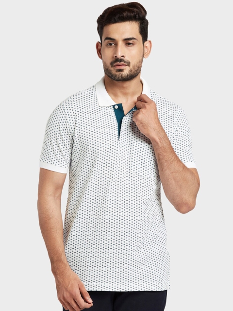 

ColorPlus Men White Printed Polo Collar T-shirt