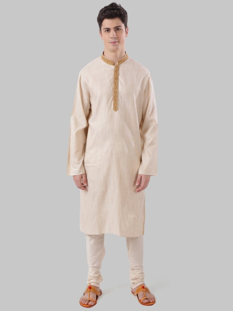 

Ethnix by Raymond Men Beige Printed Straight Kurta