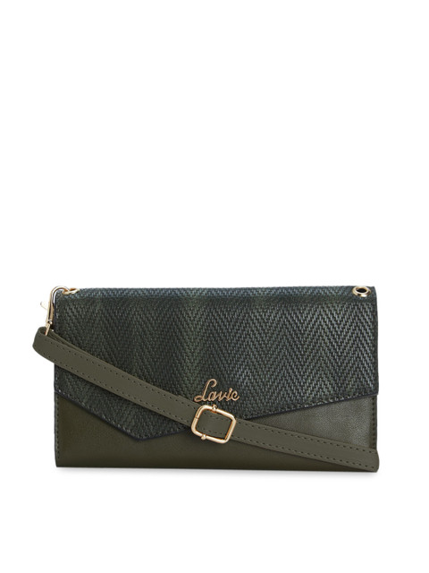 

Lavie Women Green Textured Three-Fold Wallet