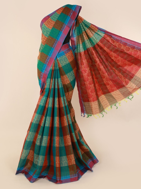 Pothys Multicoloured Checked Saree, Multi