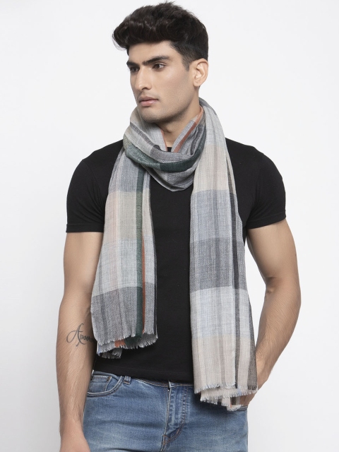 

Calvadoss Men Grey & Orange Printed Long-Fit Sustainable Muffler