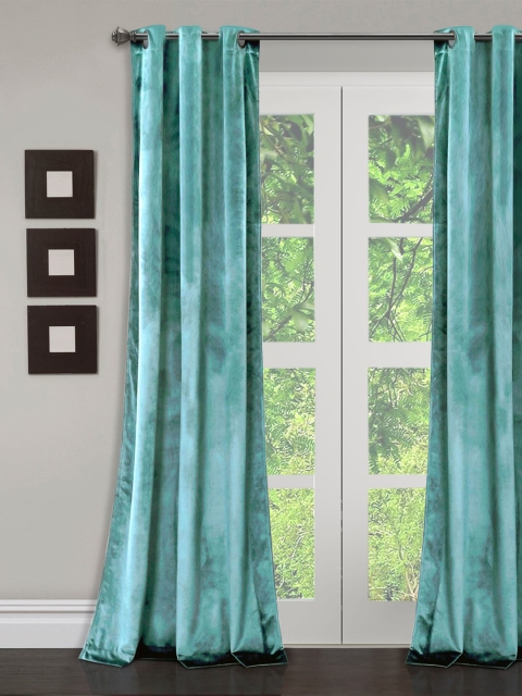 

eyda Unisex Turquoise Blue Solid Room Darkening Door Curtain