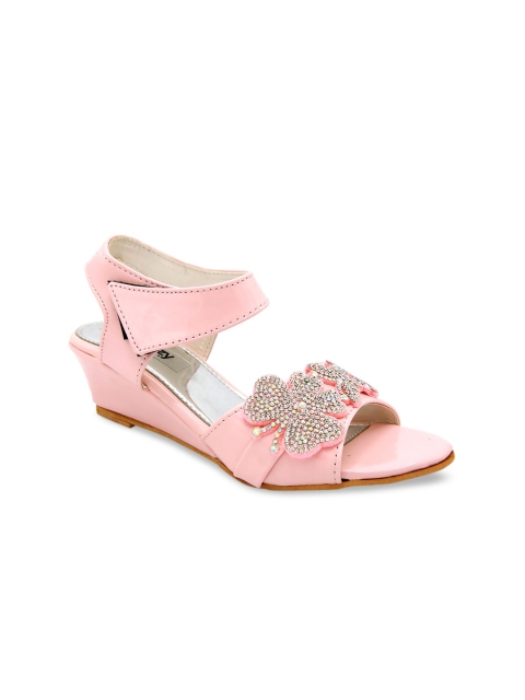 

Jazzy Juniors Girls Pink Embellished Wedges