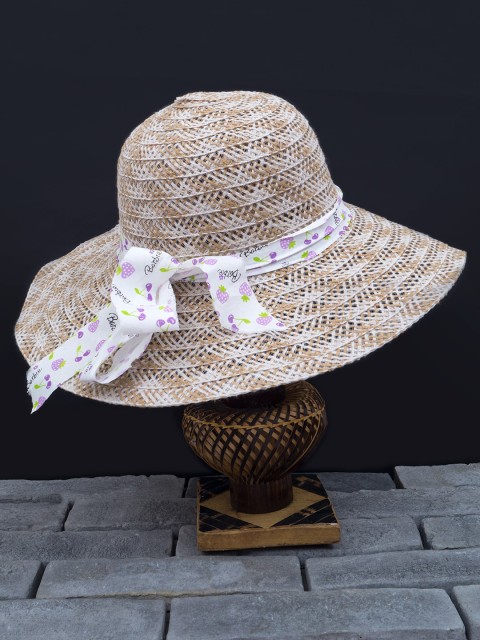 

Golden Peacock Women Beige & Off-White Woven Design Sun Hat