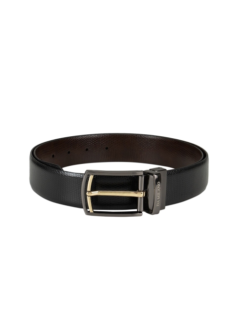 

Da Milano Men Black & Brown Textured Reversible Leather Belt