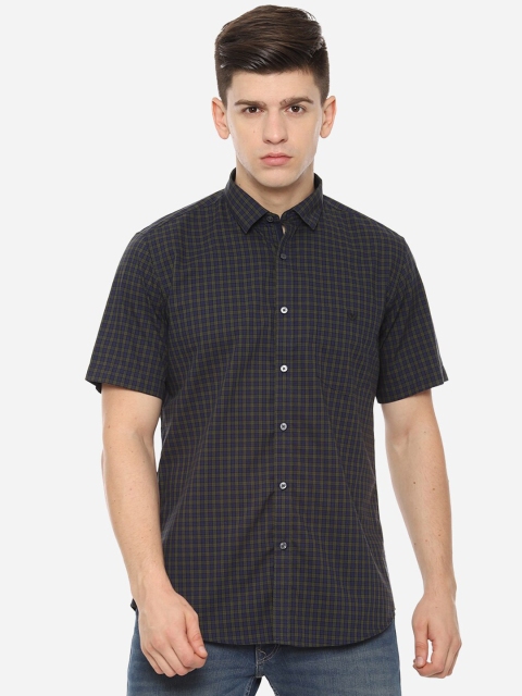 

Van Heusen Sport Men Navy Blue Slim Fit Checked Casual Shirt