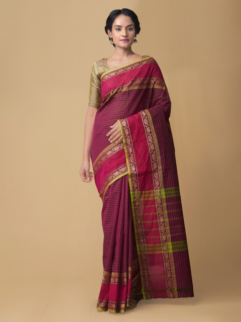 

Unnati Silks pink Women's Pure Handloom Pavni Cotton Saree