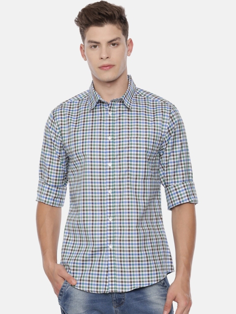 

QUANCIOUS Men Green Regular Fit Checked Casual Shirt