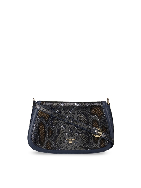

Da Milano Blue Textured Leather Sling Bag