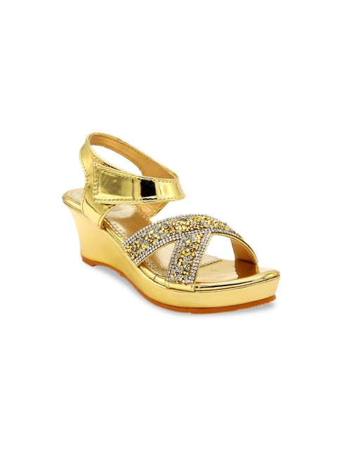 

Jazzy Juniors Girls Gold-Toned Embellished Wedges