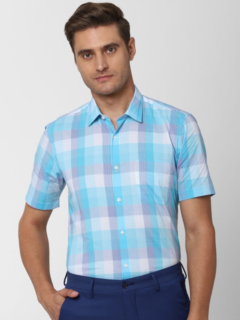 

Peter England Men Blue & White Regular Fit Checked Casual Shirt