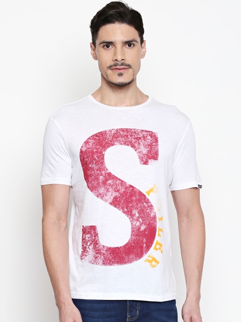 

People Men White Printed Round Neck Pure Cotton T-shirt