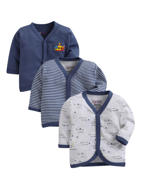 

BUMZEE Unisex Kids Pack Of 3 Shirt Style Tops, Navy blue
