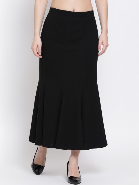 

OFFICE & YOU Women Black Solid A-Line Maxi Skirt