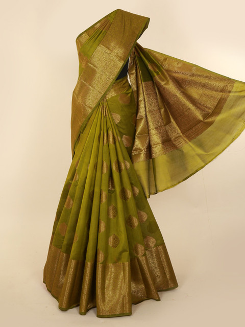 

Pothys Green Jute Silk Woven Design Tussar Saree