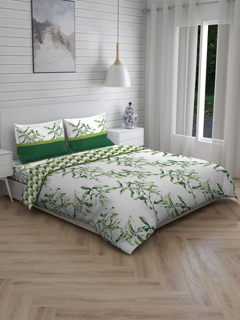 

Layers White & Green Printed Double Bedding Set With Comforter
