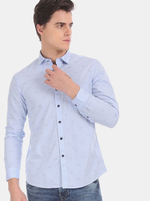 

True Blue Men Blue Slim Fit Printed Casual Shirt