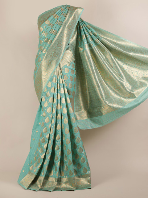 

Pothys Sea Green Woven Design Jute Silk Saree