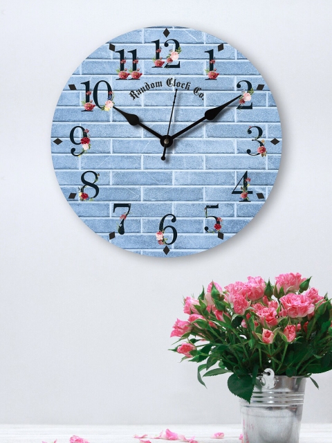 

RANDOM Blue & Black Rustic Tiles Wooden Analogue Wall Clock
