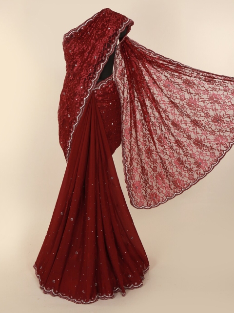 

Pothys Red Embellished Poly Georgette Saree