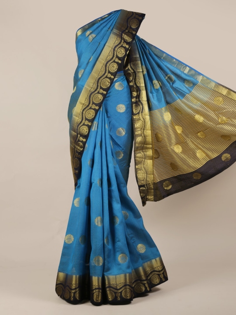 

Pothys Blue Woven Design Jute Silk Saree