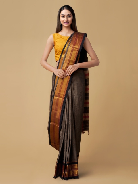 

Unnati Silks Grey Striped Narayan Peth Saree