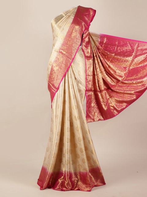 

Pothys Cream-Coloured Woven Design Jute Silk Saree